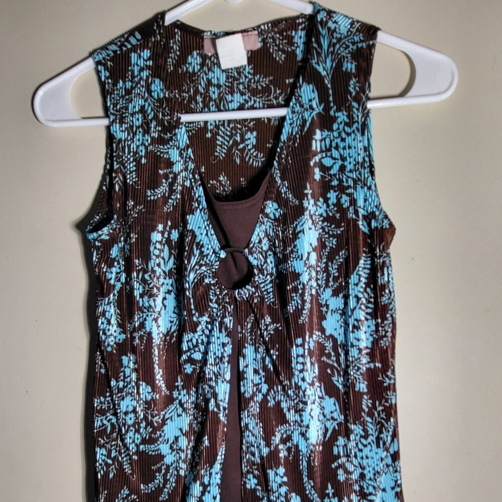 Obe Medium Teal and Brown Blouse